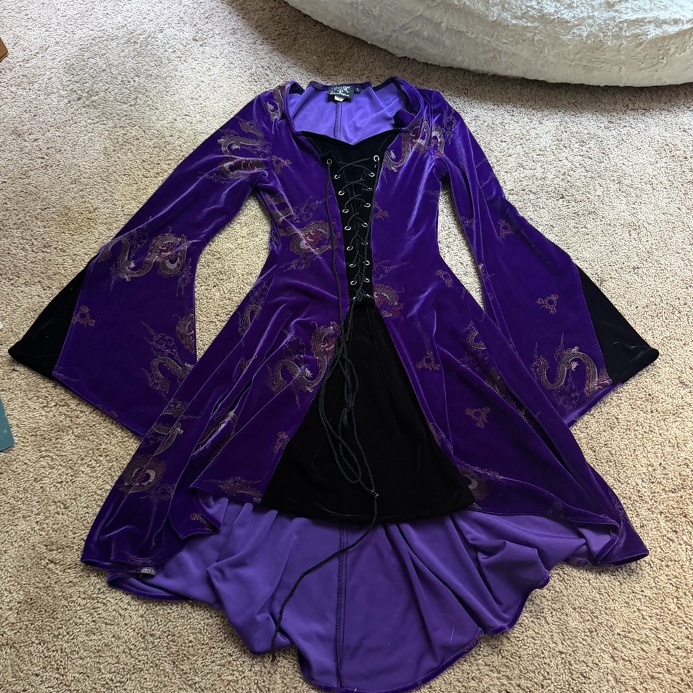 Y2K shrine dragon velvet renaissance goth dress